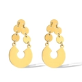 Pendientes largos geométricos irregulares de oro y acero de titanio para mujer estilo retro - Dorado