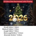 2026 Christmas tree and snowman static window sticker with Merry Christmas greeting - SDUV-348 [Glue-free Static] / Small Size【40*50CM】