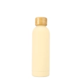 Gourde sport en acier inoxydable 304 beige mat avec un bouchon en bambou naturel - Beige