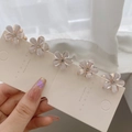 Set di 5 mollette per capelli a fiore in resina traslucida con cristalli per bimba - 5 Pezzi / Bianco