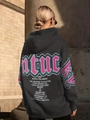 Rear view of dark grey hoodie with American vintage style Kentucky print on street - S / Dark Gray