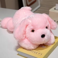 Plüsch rosa schlafender Welpenhund aus weichem Langhaar in gemütlicher Umgebung - 50cm / Rosa