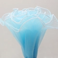 Light blue pleated mesh flower wrap with white pearl trim for floral decoration - Pearl Wave Mesh (28cm*4 Yards) / Blue