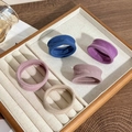 Five elastic wide rings in blue purple and beige tones on a jewelry tray display - Five-Piece Set / 5# Multicolor
