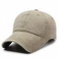 Casquette de baseball en coton lavé kaki avec un design vintage et une calotte souple sobre - Vert Militaire