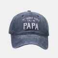 Detail of washed cotton baseball cap with My Favorite People Call Me Papa print - Adjustable / Navy Blue