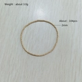 Detailed view of 2mm gold stainless steel beaded bracelet with spec annotations - 2mm Bead Diameter - Elastic Style (YB-852G-2mm)