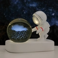 Astronaut night light with 3D crystal ball cloud design on a white resin base - Sphere / Rain Cloud (Multicolor Light)