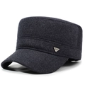 Berretto militare a testa piatta da uomo in lana grigio scuro con triangolo - Regolabile / Blu navy