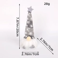 Grey Christmas gnome plush with snowflake knitted hat and star topper showing 20cm height - Grey Forest Man Doll with Light