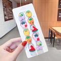Set of 10 colorful fruit cartoon elastic hair ties with cherry and pineapple charms - Watermelon Carrot (12#) / 10 Pieces Pack