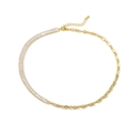 Detail der goldenen Schweinenase-Halskette mit Zirkonia-Besatz und verstellbarer O-Kette - Gold Gesteppte O-Kette