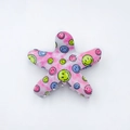 Pinza per capelli a stella marina rosa tie-dye con motivi smiley colorati e finitura lucida - Rosa Bianco