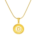 18K gold plated titanium snake chain necklace with round shell letter D pendant - Letter D (S-P005-D)