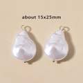 Pair of irregular baroque pearl pendants 15x25mm with stainless steel connector loops - 10# Baroque Pearl (15x25mm) / Steel