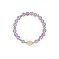Elegant natural amethyst and green stone beaded bracelet with gold flower accents - Natural Amethyst & Green Stone Style (With Exquisite Gift Box)