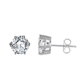 Classic S925 sterling silver stud earrings with six-prong round cut sparkling cubic zirconia - Silver 6-Prong 8mm Stud (APE36-P-8mm)