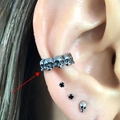 Silver gothic skull ear cuff and studs set for women featuring a dark rock style aesthetic - Skull Style (Ear Cuff) / Silver