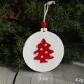 Christmas tree wooden pendant with red polka dot tree pattern and natural jute rope - Round Red Tree Pendant