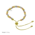 Detail shot of 5mm tricolor beads and adjustable pull closure with 10.1g weight display - Pull-out Adjustable Sliding Buckle Style / 5mm / Tricolor Mixed (DB240910-E)