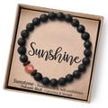 Natural volcanic rock and sunstone beaded bracelet in a You Are My Sunshine gift box - Lava Rock + Sunstone