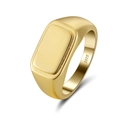 Men's S925 sterling silver signet ring with gold finish and rectangular face - NMR05-Rectangular Smooth Signet Gold Ring-Size 10