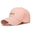 Casquette de baseball rose en coton avec logo DIRE brodé métallique et visière courbée - Réglable / Rose
