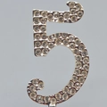 Silver number 5 cake topper with sparkling rhinestones and elegant metal finish - Number 5 Topper / Silver