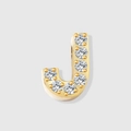 Gold-plated letter J charm pendant with micro-pave sparkling crystals for DIY jewelry - Letter J-Gold