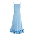 Himmelblaues Maxikleid mit Spaghettiträgern und voluminösem gestuftem Volantsaum - S / Himmelblau