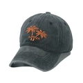 Berretto da baseball in cotone lavato grigio scuro con ricamo di palme arancioni - Nero