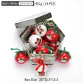 Set de 14 bolas de Navidad rojas y blancas en una caja de regalo hexagonal verde - Estilo Coche / 14 Piezas