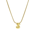 Minimalist gold snake chain necklace featuring a polished capital letter S pendant - Necklace - Letter S