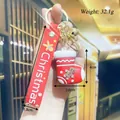 3D red Christmas boot keychain with ginger man decor and red silicone lanyard strap - Christmas Boot 2