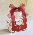 Elegant floral wedding candy gift box with red ribbon and wavy handle decoration - Red Organza Ribbon