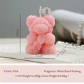 Pink rose-textured bear scented candle with bow, 8.5cm height, peach oolong fragrance - Large Bouquet Rose Bear / Pink / White Peach Oolong
