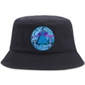 Cappello da pescatore nero in cotone con ricamo piramide per estate e outdoor - Adulto (56-58CM) / Nero