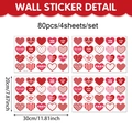 80pcs Valentine's Day heart wall stickers with red patterns for party glass decoration - 80-Piece Heart Style (CT24Y11086T_T)