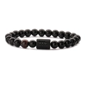 Detailansicht der Skorpion-Sternzeichen-Perle auf Tigerauge- und Onyx-Perlenarmband - Jungfrau Rotes Tigerauge