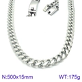 Silver cuban chain necklace for men in 500x15mm size with classic lobster clasp - Silver Cuban Link Necklace 500x15mm(KN93855-Z)
