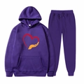 Survêtement violet avec sweat à capuche et pantalon, motif cœur et paume - S / Violet-Cœur et Paume