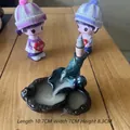 Blue glazed ceramic backflow incense burner with brown base, size 10.7x7x8.3cm - Perfect Union (Green)