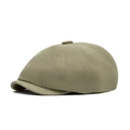 Retro olive green newsboy cap with classic twill fabric and button top detailing - Light Green