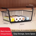 Black metal under-shelf hanging basket with dimensions 382x230x139mm for kitchen storage - Simple Extra Large Size / Black