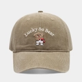 Gorra de béisbol vintage color caqui con bordado de oso y correa ajustable para mujer - Ajustable / Caqui