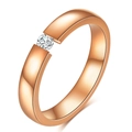 Eleganter 3mm Ring aus roségoldenem Edelstahl mit rundem Edelstein in Spannfassung - US 5 / Roségold