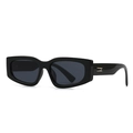 Gafas de sol rectangulares negras de montura gruesa con detalles dorados vintage - Negro