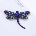 Lussuosa spilla a forma di libellula con cristalli blu su lega placcata in oro - 9.1*7cm / Blu