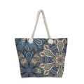 Bohemian canvas beach tote with colorful mandala floral patterns and rope handles - Blue Yellow Pink Mandala Floral (jiayingstb37)