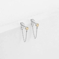 Silver drop earrings featuring orange rhinestones and elegant curved chain tassels - November Light Yellow - Silver